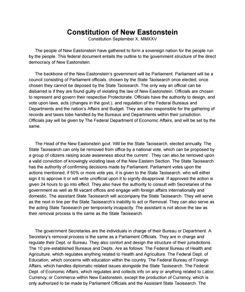 Constitution of New Eastonstein