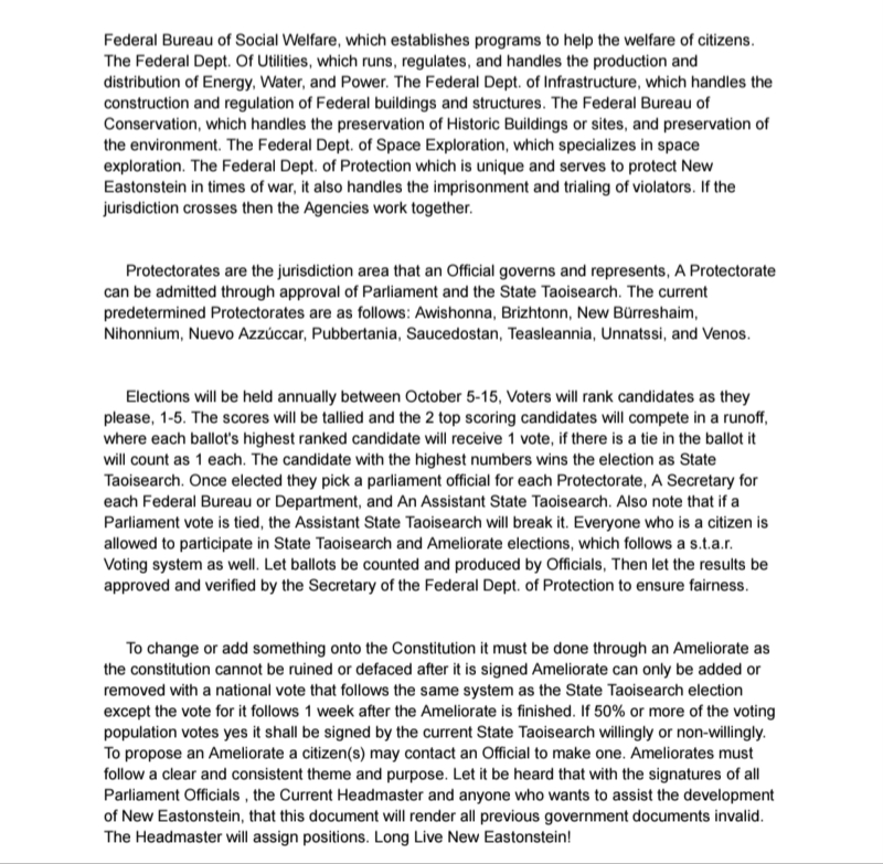 Constitution of New Eastonstein